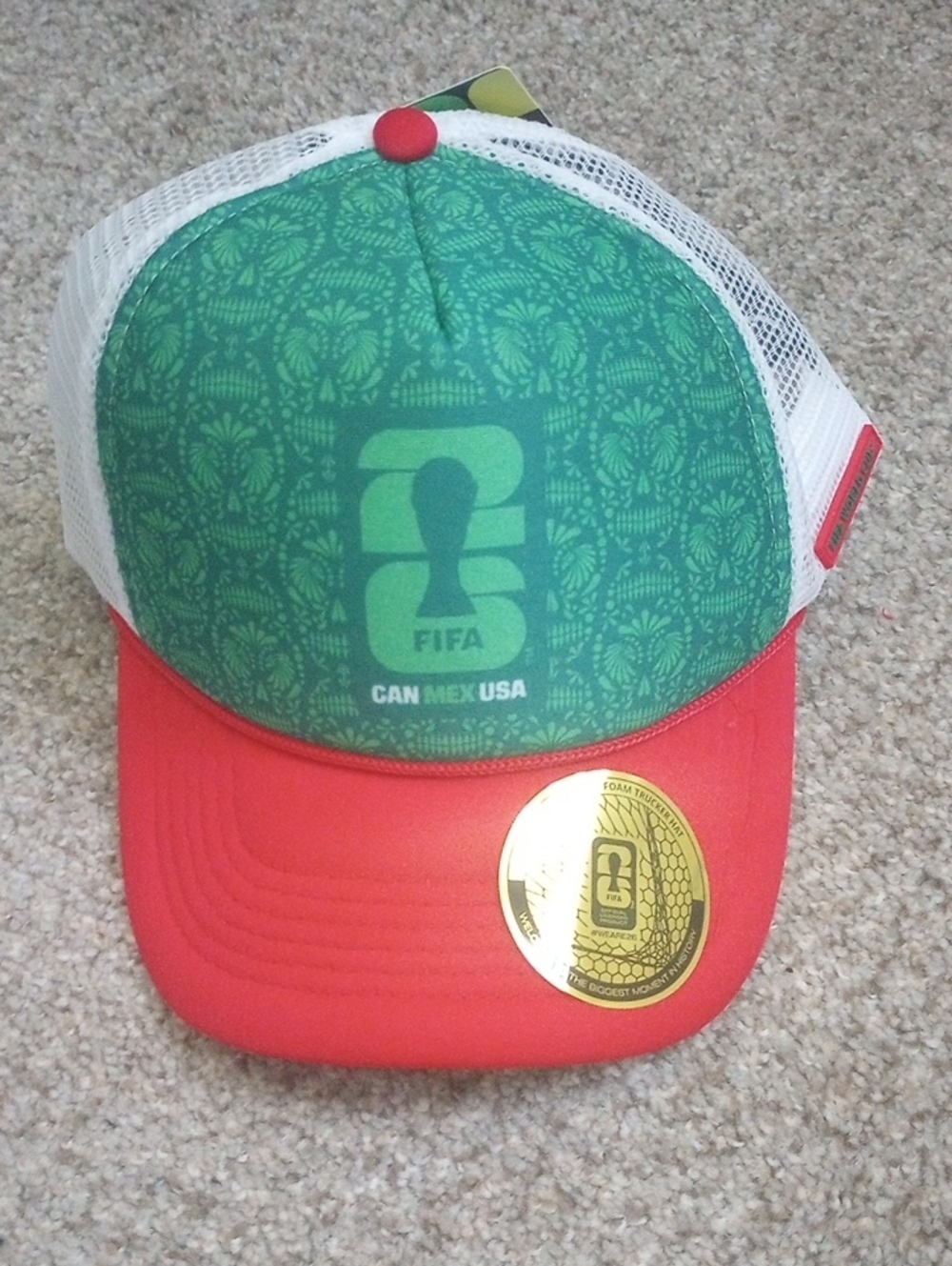 FIFA CAN MEX USA Green and Red Trucker Hat